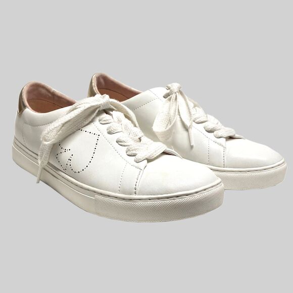 kate spade Shoes - Kate Spade Angelise Leather Silhouette Sneakers Size 8.5B White Gold Lace-up